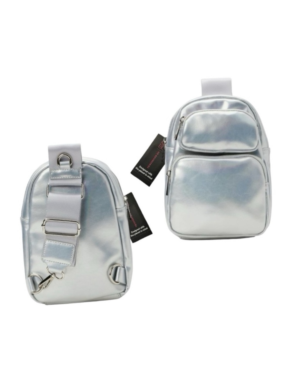 Hands Free Silver Iridescent Sling Handbag